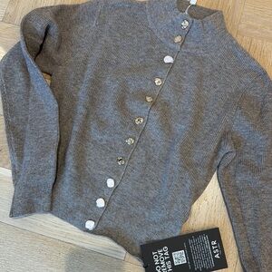 Astr Button-Up Gray Cardigan